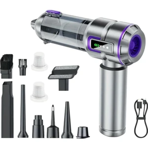 ST-6697APLUS Kablosuz Taşınabilir Şarjlı Vakum Süpürge Yeni Açılabilir Başlık Araç- Oto-Ofis-Ev Temizliği 20000PA 3 Filtre Gümüş