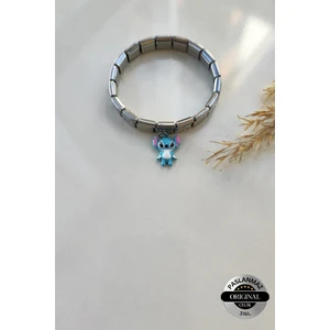 Italyan Charm Bileklik ve 3 Adet Charmlı Ayarlanabilir Çelik Sallantılı Stitch Charm Bileklik