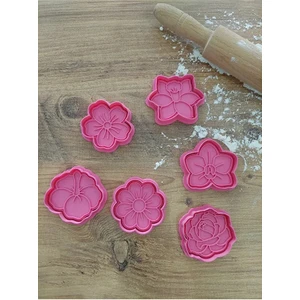 Çiçek Temalı 6'lı Kurabiye Kalıbı Seti - Polimer Kil, Oyun Hamuru Damga ve Kesici Şekillendirici