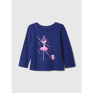 Kız Bebek Koyu Mavi %100 Pamuk Gap Logo Grafikli T-Shirt