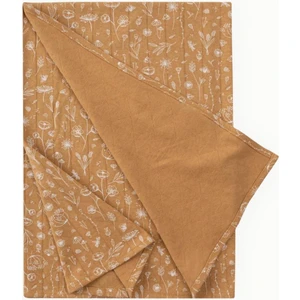 Çok Amaçlı Pamuklu Bebek Örtüsü 100x100 cm Bahar Çiçekli Hardal