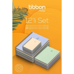 12'li Pastel Renkli Not Defteri Seti - 4 Mini (10x13,5 cm), 4 Midi (13,5x20 cm), 4 Maxi (16x24 cm) Spiralli Defterler