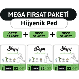 Natural Ultra Hassas Hijyenik Ped Mega Fırsat Paketi Gece 96 Adet