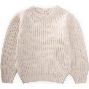 Bisiklet Yaka Selanik Triko Kazak 2-8 Yaş Ekru