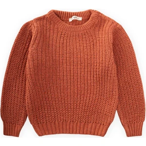 Bisiklet Yaka Selanik Triko Kazak 2-8 Yaş Kiremit