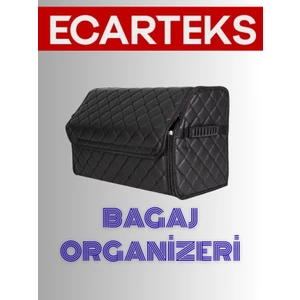 Oto Bagaj Organizeri Kapitone Deri Çanta Siyah Renk 40 cm