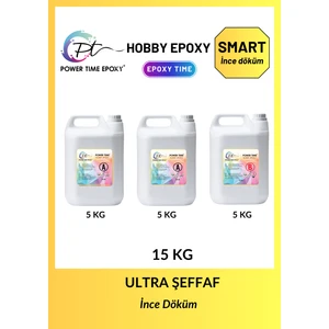 Power Time Epoxy 15 kg Hobby Epoxy Smart/ Hobi Epoksi Reçine Ultra Şeffaf ve Parlak Ince Döküm