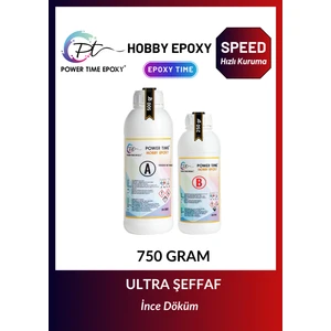 Power Time Epoxy Hobi Epoksi Speed/ Hızlı Kuruma/ Ultra Şeffaf ve Parlak Epoksi Reçine Ince Döküm Yoğun Kıvam