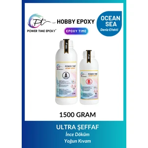 Power Time Ocean  Sea/ Deniz Efekti Ultra Şeffaf ve Parlak Epoksi Reçine Ince Döküm 1,5 kg Yoğun Kıvam