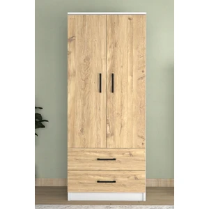 Point 2 Kapaklı 2 Çekmeceli Gardrop Beyaz Çam