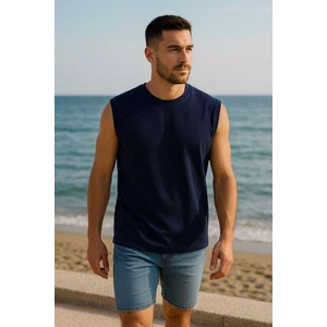 Erkek Bisiklet Yaka Sıfır Kol %100 Pamuk T-Shirt