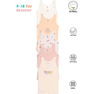 Underwear Özkan 41600 5'li Paket Kız Çocuk Karışık Renkli Desenli Pamuklu Yumuşak Rahat Kalın Askılı Atlet