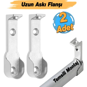 Uzun Askı Flanşı Dolap Boru Sabitleme Kıyafet Elbise Askı Flanş Aparatı Krom 60 mm (2 Adet)