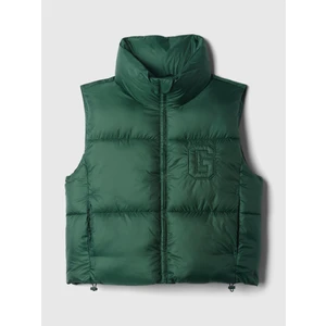 Kadın Yeşil Gap Logo Geri Dönüştürülmüş Crop Puffer Şişme Yelek