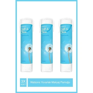 Soft & Clean Yuvarlak Makyaj Pamuğu - Hassas Ciltler İçin 3 Paket, 100 Adet