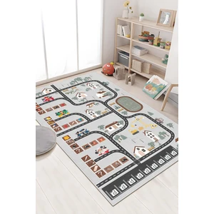 Makinede Yıkanabilir Kaymaz Taban Leke Tutmaz Yol Desenli Çocuk Odası Halısı Oyun Halısı
