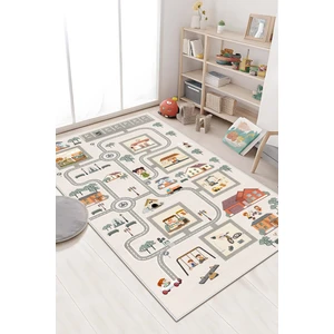 Makinede Yıkanabilir Kaymaz Taban Leke Tutmaz Yol Desenli Çocuk Odası Halısı Oyun Halısı