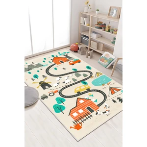 Makinede Yıkanabilir Kaymaz Taban Leke Tutmaz Yol Desenli Çocuk Odası Halısı Oyun Halısı