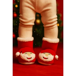 Yılbaşı, Noel Baba Kaydırmaz Taban Çıngıraklı Kırmızı Bebek Panduf