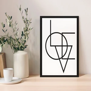 1 Adet Siyah Ince Love Ahşap Mdf Çerçeve Görünümlü Mdf Tablo