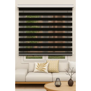 Bambu Siyah Zebra Stor Perde Düz Desen Orta Kalınlık 135 x 200 cm