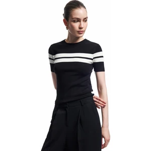 Viskon Kumaş Kısa Kollu Bisiklet Yaka Triko Sweatshirt