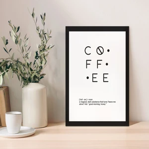 1 Adet Siyah Coffee Yazılı Ahşap Mdf Çerçeve Görünümlü Mdf Tablo