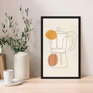 1 Adet Mavi Mdf Zeminli Krem Geometrik Mdf Çerçeve Görünümlü Mdf Tablo