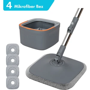 Altron Temiz Suyu ile Kirli Suyu Ayıran Mop+ 4 Mikrofiber Bez (360° Dönebilen Başlık, Kolay Sıkma)