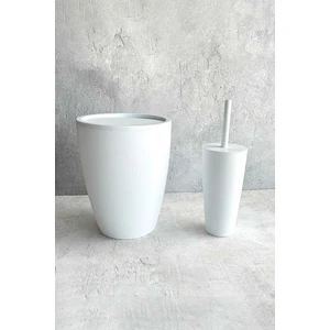 Pure 2'li Banyo Seti Çöp Kovası + Tuvalet Fırçası Beyaz
