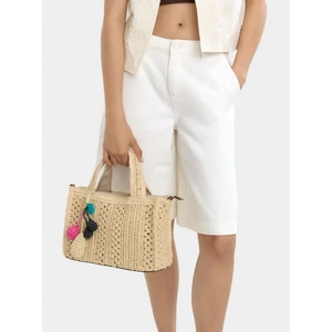 Hasır Efektli Çapraz Askılı Tote Çanta