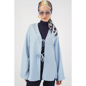 Keten Tesettür Kimono 5968 - Mavi