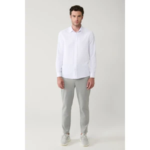 Erkek Beyaz Kolay Ütülenebilir Pamuklu Slim Fit Gömlek A41Y2236