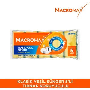 Tırnak Koruyuculu Bulaşık Süngeri 5'li Paket, Ergonomik Yeşil Klasik Sünger
