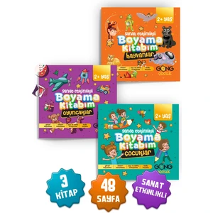 Çocuklar Için Sanat Etkinlikli 3'lü Boyama Kitabı Seti 2 Yaş ve Üzeri