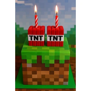 Minecraft Tnt Mumluk-2'li Blok Mumluk Seti-Doğum Günü Pasta Süsü-