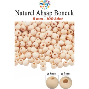 Natural Ahşap Boncuk 8 mm 100 Adet Tahta Boncuk El Işi Okul Öncesi Kreş Anasınıfı Proje Tasarım