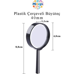 Plastik Çerçeve Saplı Büyüteç Mercek Deney Malzemesi - 40 mm