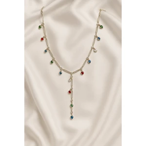 Renkli Kalp Taşlı Çelik Y Kolye – Kadın Zarif Takı