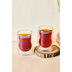 2'li Isıya Dayanıklı Çift Cidarlı Cam Çay Bardağı 140 ml