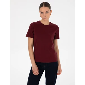 Pierre Cardin Kadın Vişne Regular Fit Basic Tişört 50310543-VR223