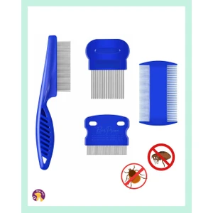 Elar Aksesuar Kedi ve Köpek Için Pire Tarağı – Parazit ve Kene Önleyici Tarak Seti (Mavi)