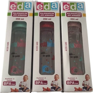 Eda Bebe 3×250 Ml Bpa’Sız Renkli Polipropilen Bebek Biberonu Seti – Ergonomik Tasarım, Kolay Kavrama Ve Güvenli Kullanım