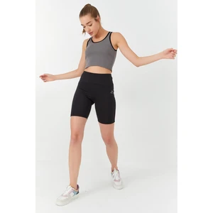 Gri Basic Sıfır Kol Dar Kalıp U Yaka Kadın Crop Top Atlet - 97162