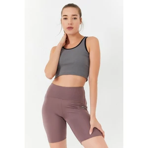 Çağla Basic Sıfır Kol Dar Kalıp U Yaka Kadın Crop Top Atlet - 97162