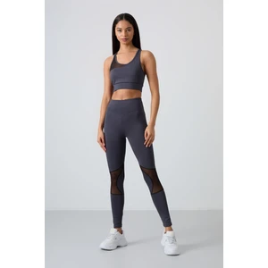 Antrasit Esnek Standart Fit Performans Kadın Tayt Takım - 95331