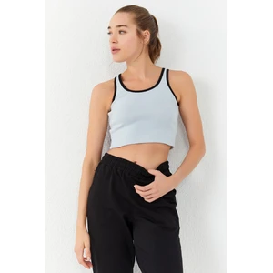 Taş Basic Sıfır Kol Dar Kalıp U Yaka Kadın Crop Top Atlet - 97162