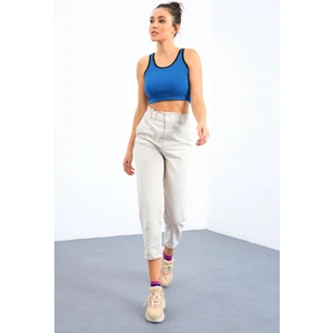 Turkuaz Basic Sıfır Kol Dar Kalıp U Yaka Kadın Crop Top Atlet - 97162