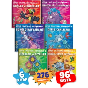 Çıkartmalı Boyamalar Seti - Sticker Lı Çocuk Boyama Kitabı Seti - 6 Kitap