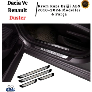 Dacia ve Renault Duster 2010-2024 Modeller Krom Kapı Eşiği 4 Parça P. Çelik Abs Çerçeve